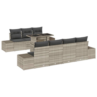 Tuin Sofa Set 8 st Licht Grijs en Donker Grijs
