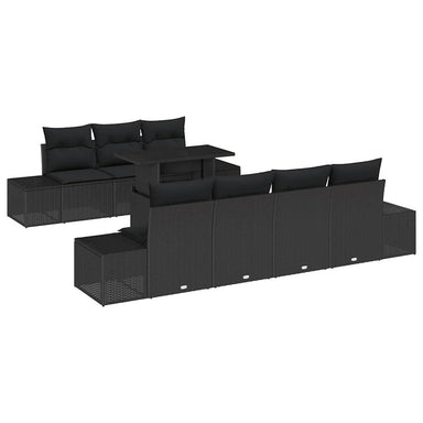 Tuin Sofa Set 8 st Zwart Poly Rattan en Poedergecoat Staal