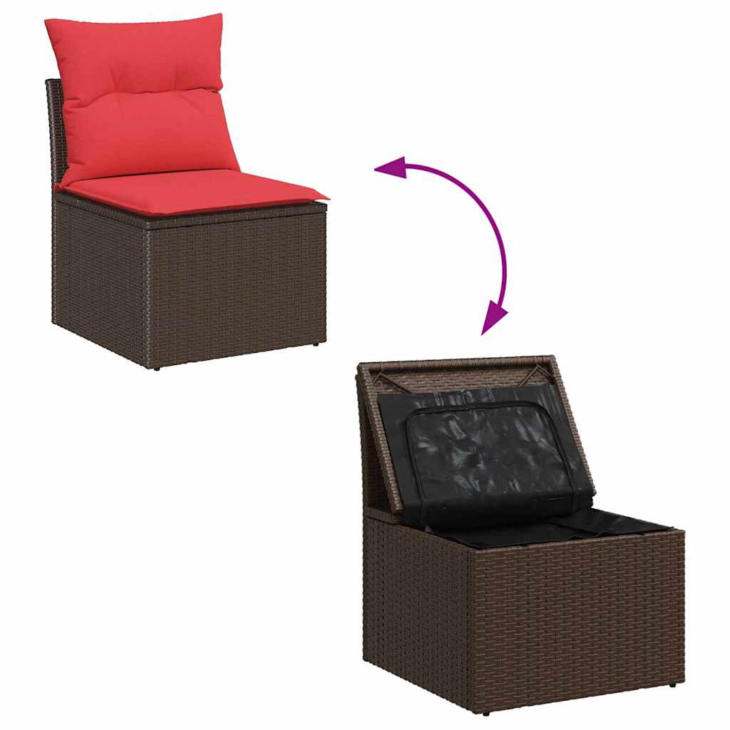 Tuin Sofa Set 8 st 7-Aantal zitplaatsen Bruin en Rood