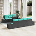 Tuin Sofa Set 8 st 7-Aantal zitplaatsen Zwart en Turquoise