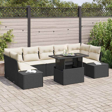 Tuin Sofa Set 8 st Zwart en Crème