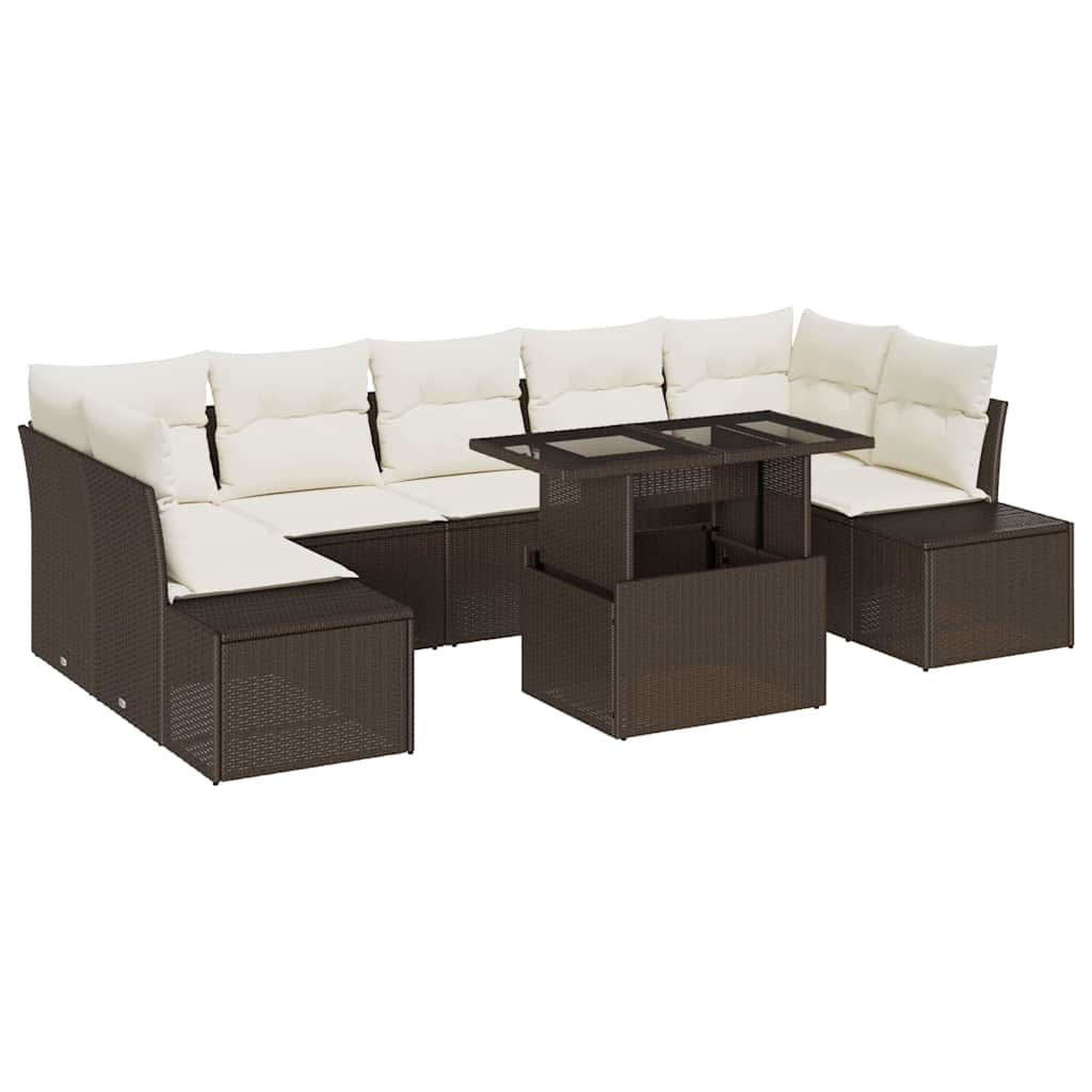 Tuin Sofa Set 8 st Bruin en Crème