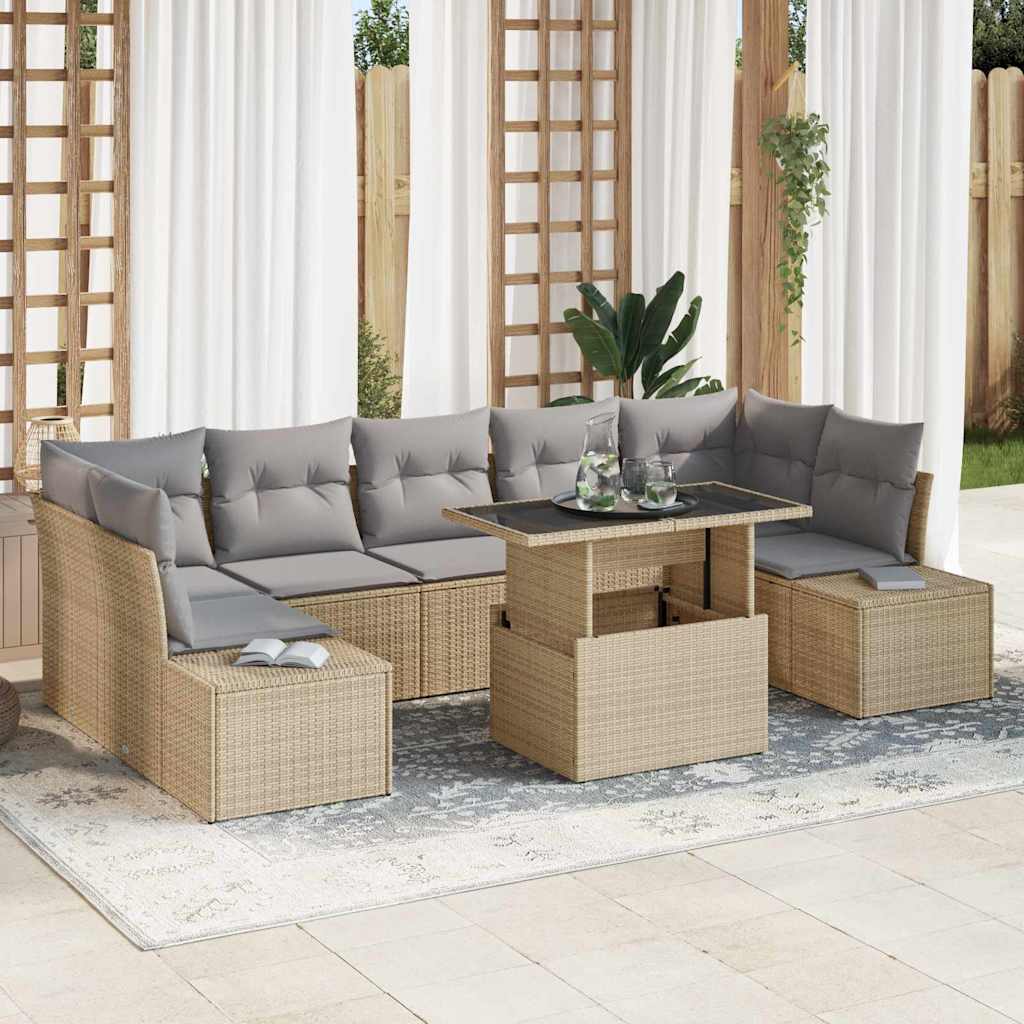 Tuin Sofa Set 8 st Beige en Licht Grijs