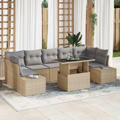 Tuin Sofa Set 8 st Beige en Licht Grijs