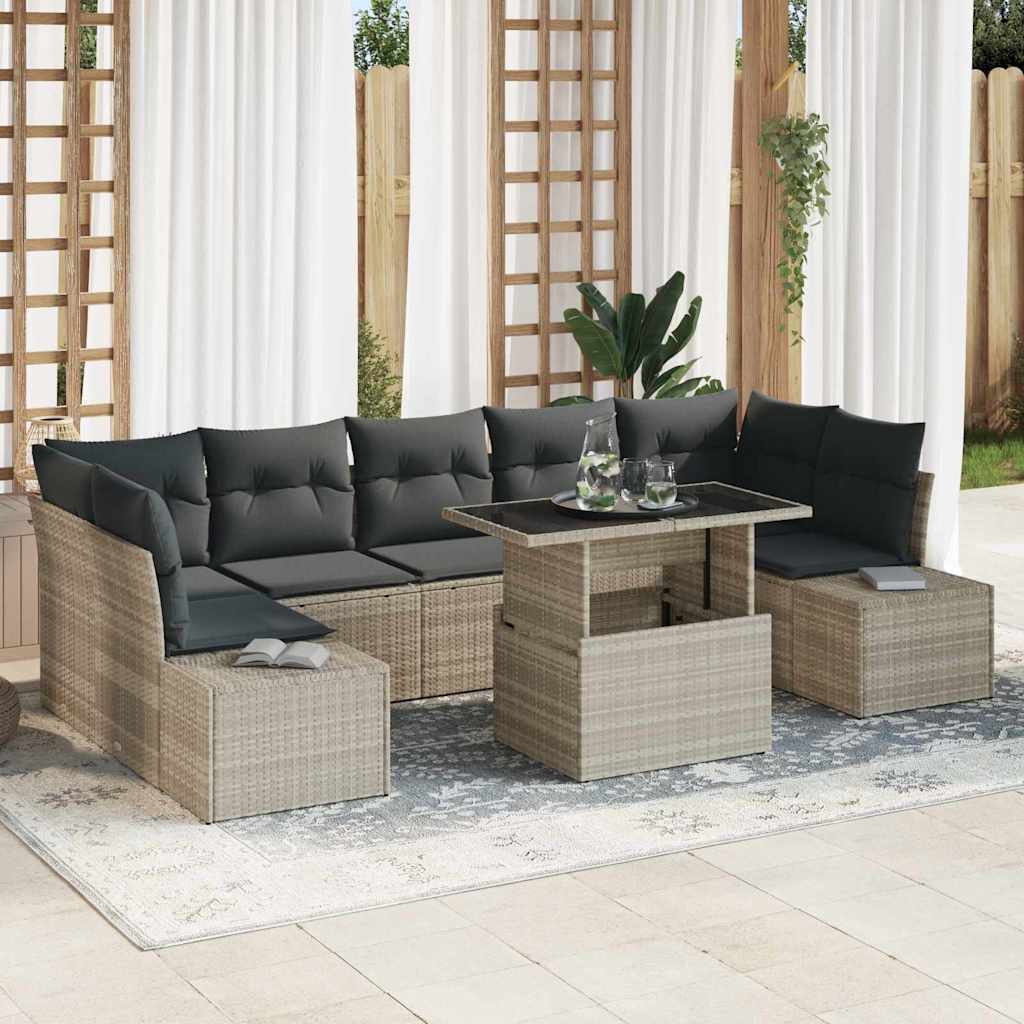 Tuin Sofa Set 8 st Licht Grijs en Donker Grijs