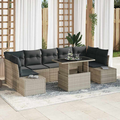 Tuin Sofa Set 8 st Licht Grijs en Donker Grijs