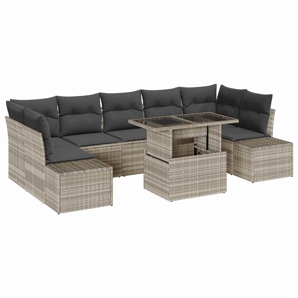 Tuin Sofa Set 8 st Licht Grijs en Donker Grijs