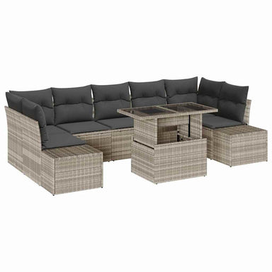 Tuin Sofa Set 8 st Licht Grijs en Donker Grijs