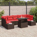 Tuin Sofa Set 8 st 7-Aantal zitplaatsen Bruin en Rood