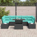 Tuin Sofa Set 8 st 7-Aantal zitplaatsen Zwart en Turquoise