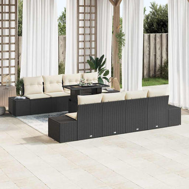 Tuin Sofa Set 9 st Zwart en Crème