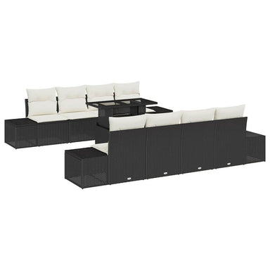 Tuin Sofa Set 9 st Zwart en Crème