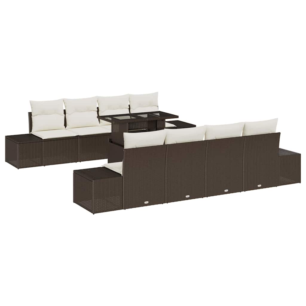 Tuin Sofa Set 9 st Bruin en Crème