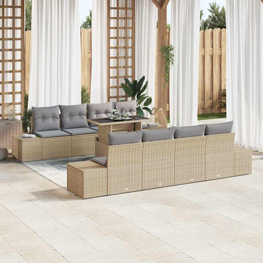 Tuin Sofa Set 9 st Beige en Licht Grijs