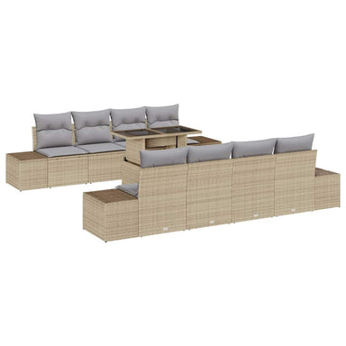 Tuin Sofa Set 9 st Beige en Licht Grijs