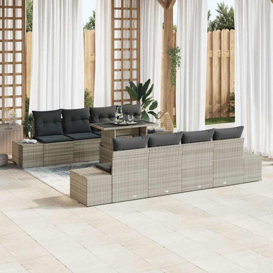 Tuin Sofa Set 9 st Licht Grijs en Donker Grijs