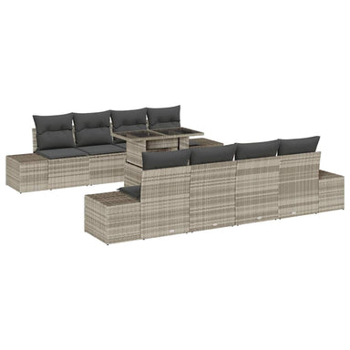 Tuin Sofa Set 9 st Licht Grijs en Donker Grijs
