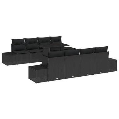 Tuin Sofa Set 9 st Zwart Poly Rattan en Poedergecoat Staal