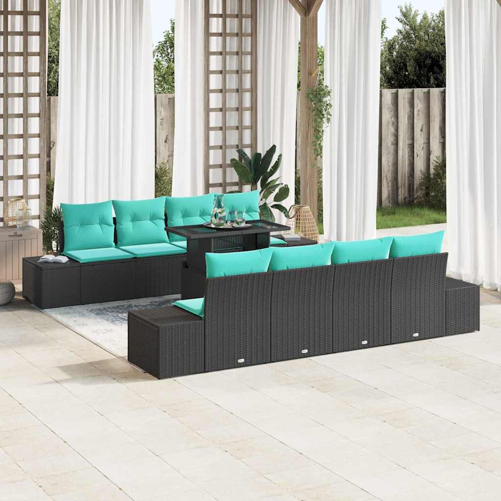 Tuin Sofa Set 7 st 6-Aantal zitplaatsen Zwart en Turquoise