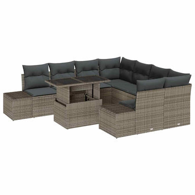 Tuin Sofa Set 9 st Grijs poly rattan