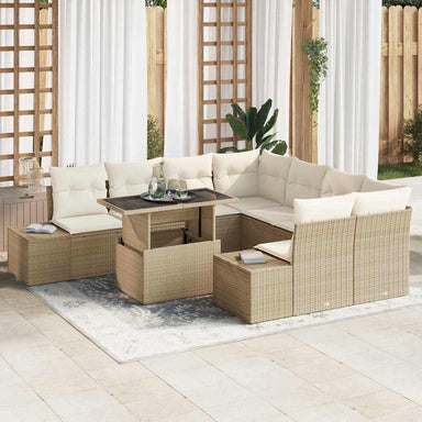 Tuin Sofa Set 9 st Beige en Crème poly rattan