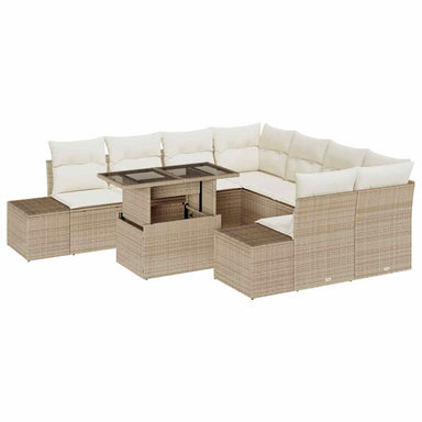 Tuin Sofa Set 9 st Beige en Crème poly rattan