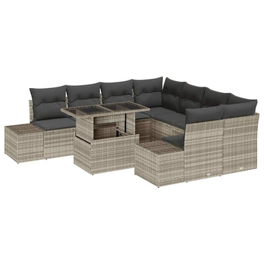 Tuin Sofa Set 9 st Licht Grijs en Donker Grijs poly rattan