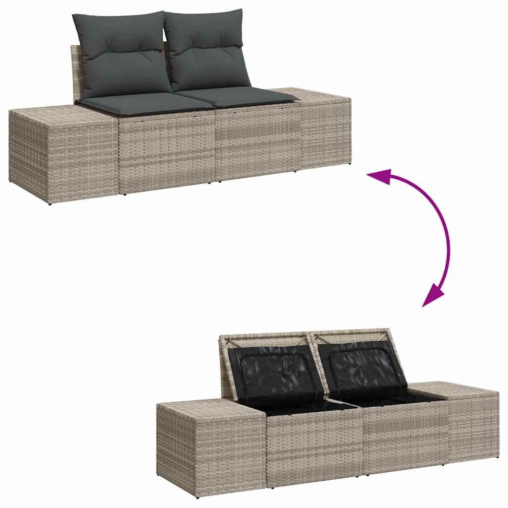 Tuin Sofa Set 9 st Licht Grijs en Donker Grijs poly rattan