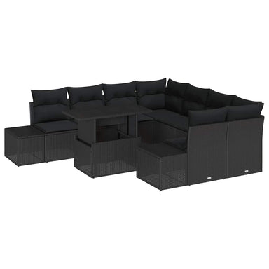Tuin Sofa Set 9 st Zwart poly rattan