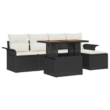 Tuin Sofa Set 6 st Zwart Poly riet