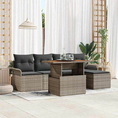 Tuin Sofa Set 6 st Grijs Poly riet