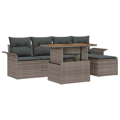 Tuin Sofa Set 6 st Grijs Poly riet