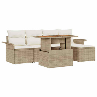 Tuin Sofa Set met opslag 6 pcs Beige Poly riet