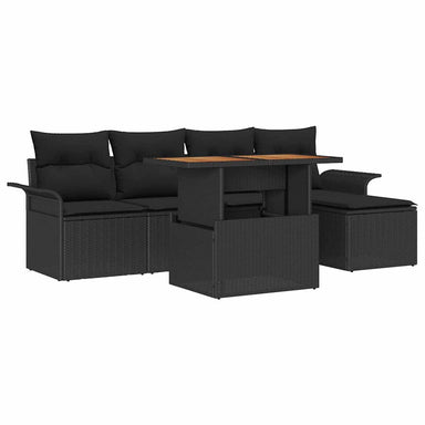 Tuin Sofa Set 6 st Zwart Poly riet