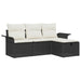 Tuin Sofa Set 4 st Zwart en Crème poly rattan
