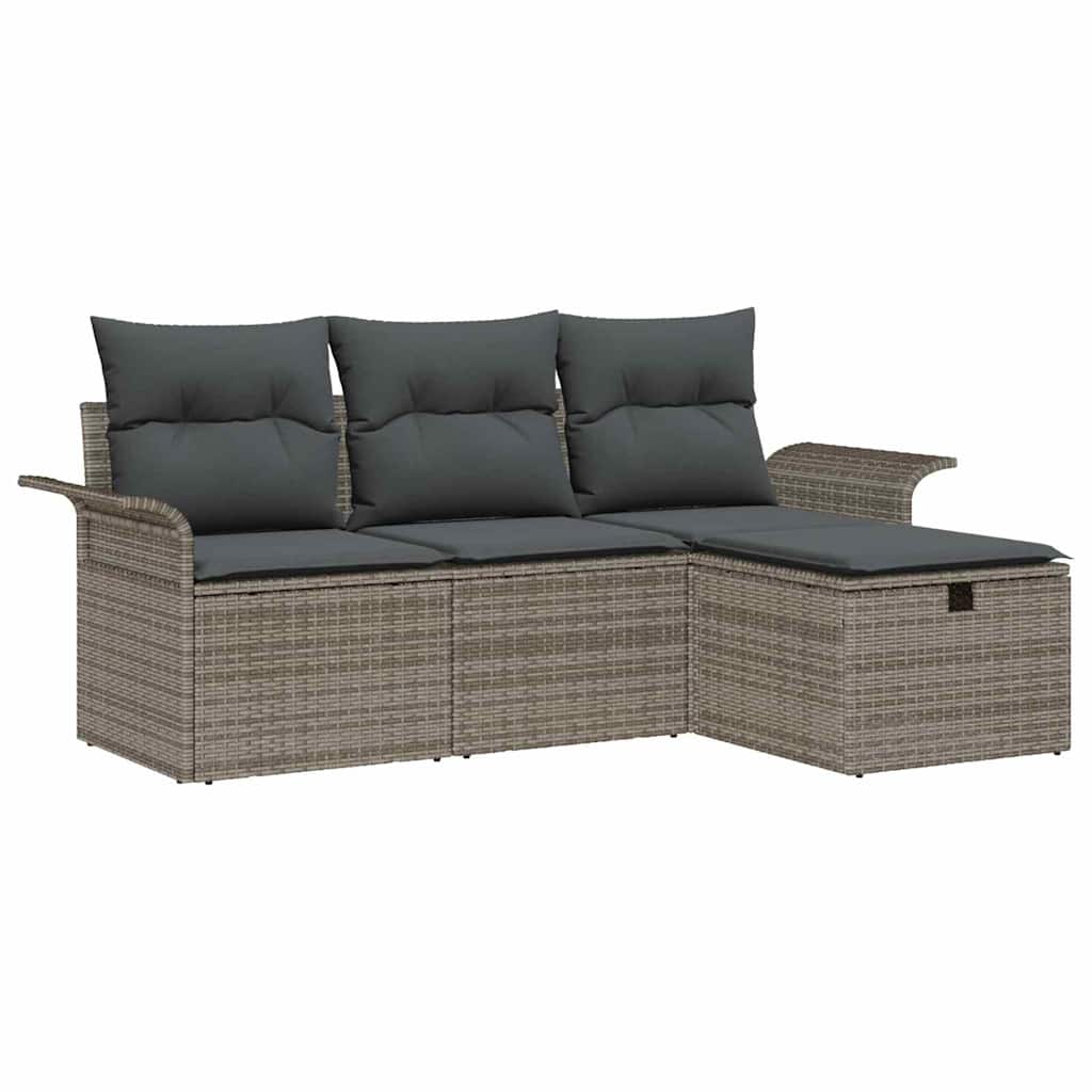 Tuin Sofa Set 4 st Grijs poly rattan