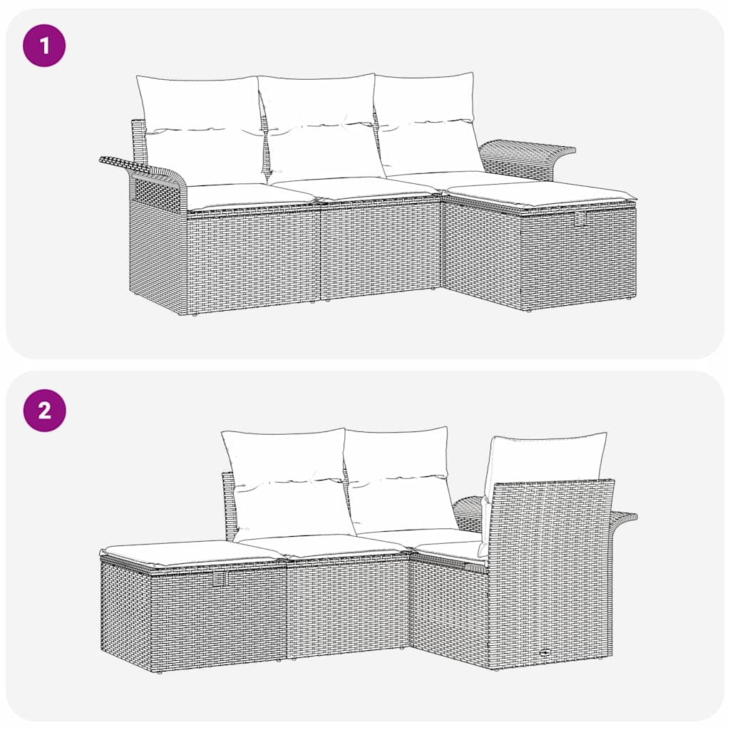 Tuin Sofa Set 4 st Grijs poly rattan