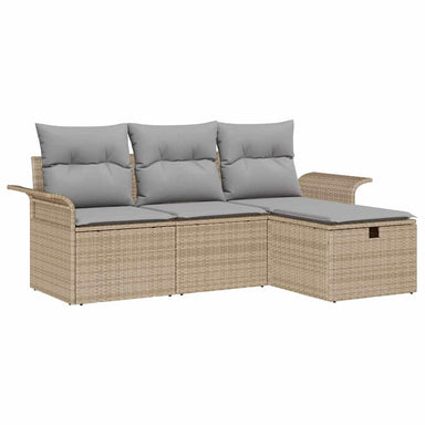 Tuin Sofa Set met kussen 4 pcs Beige en Licht Grijs poly rattan