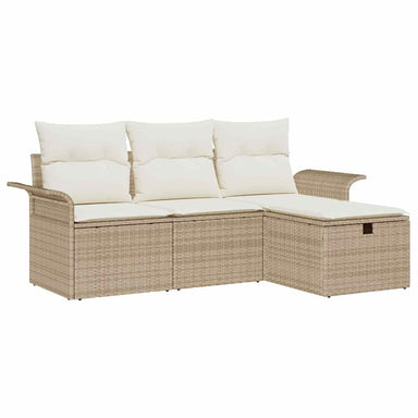 Tuin Sofa Set 4 st Beige en Crème poly rattan