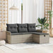 Tuin Sofa Set met kussen met opslag 4 pcs Lichtgrijs Poly riet
