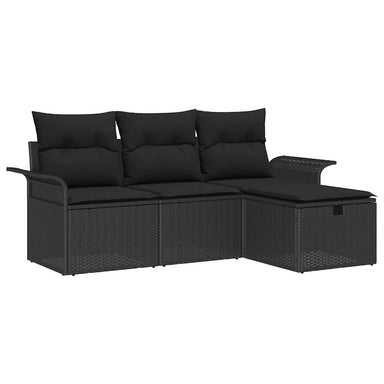 Tuin Sofa Set 4 st Zwart poly rattan