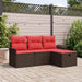 Tuin Sofa Set 4 st Bruin en Rood poly rattan
