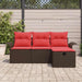 Tuin Sofa Set 4 st Bruin en Rood poly rattan