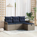 Tuin Sofa Set 4 st Grijs en Marineblauw poly rattan