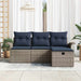 Tuin Sofa Set 4 st Grijs en Marineblauw poly rattan
