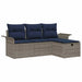 Tuin Sofa Set 4 st Grijs en Marineblauw poly rattan