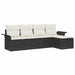 Tuinbankenset 5 st Zwart en Crème poly rattan