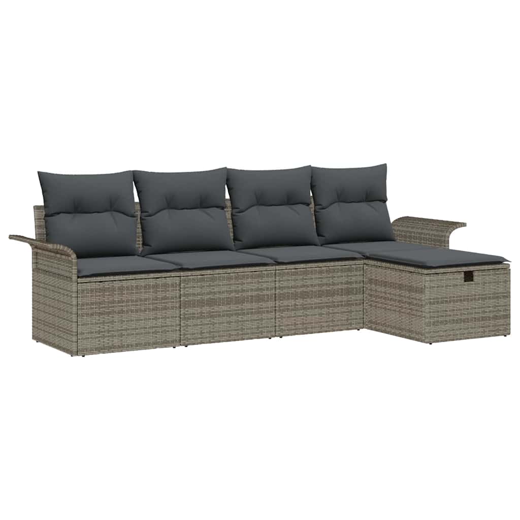 Tuinbankenset 5 st Grijs poly rattan