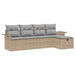 Tuinbankenset met kussen 5 pcs Beige en Licht Grijs poly rattan