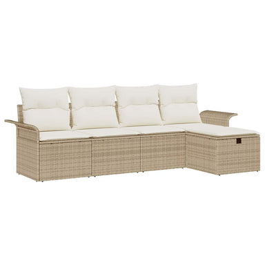 Tuinbankenset 5 st Beige en Crème poly rattan